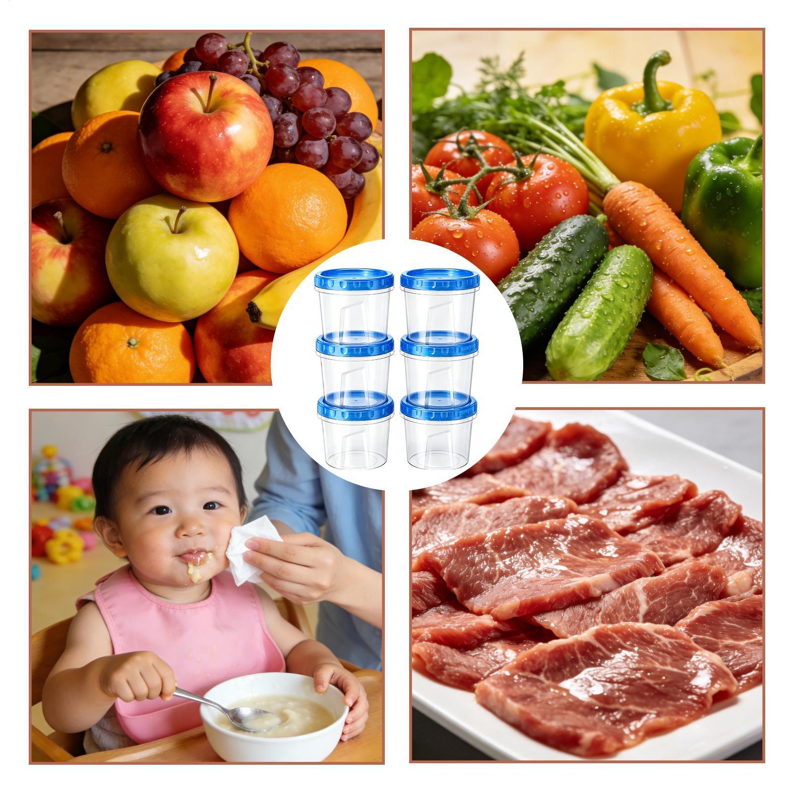Food Storage In The Kitchen - حاويات تجميد لتخزين الطعام، 6 قطع،