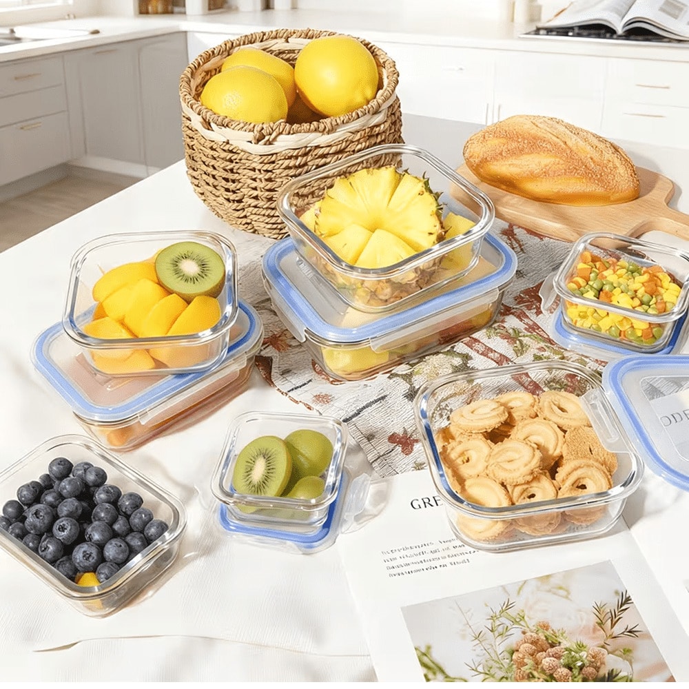 Food Storage Glass Box - 16 علبة تخزين طعام زجاجية محكمة