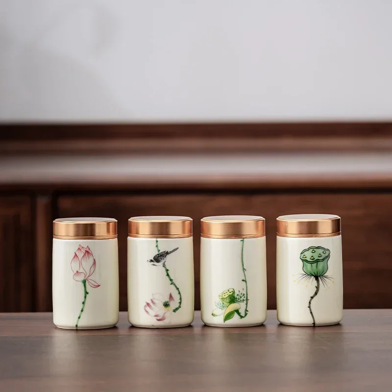 Food Storage Jar Set - 4 قطعة/الوحدة بوتيك السيراميك الشاي العلبة