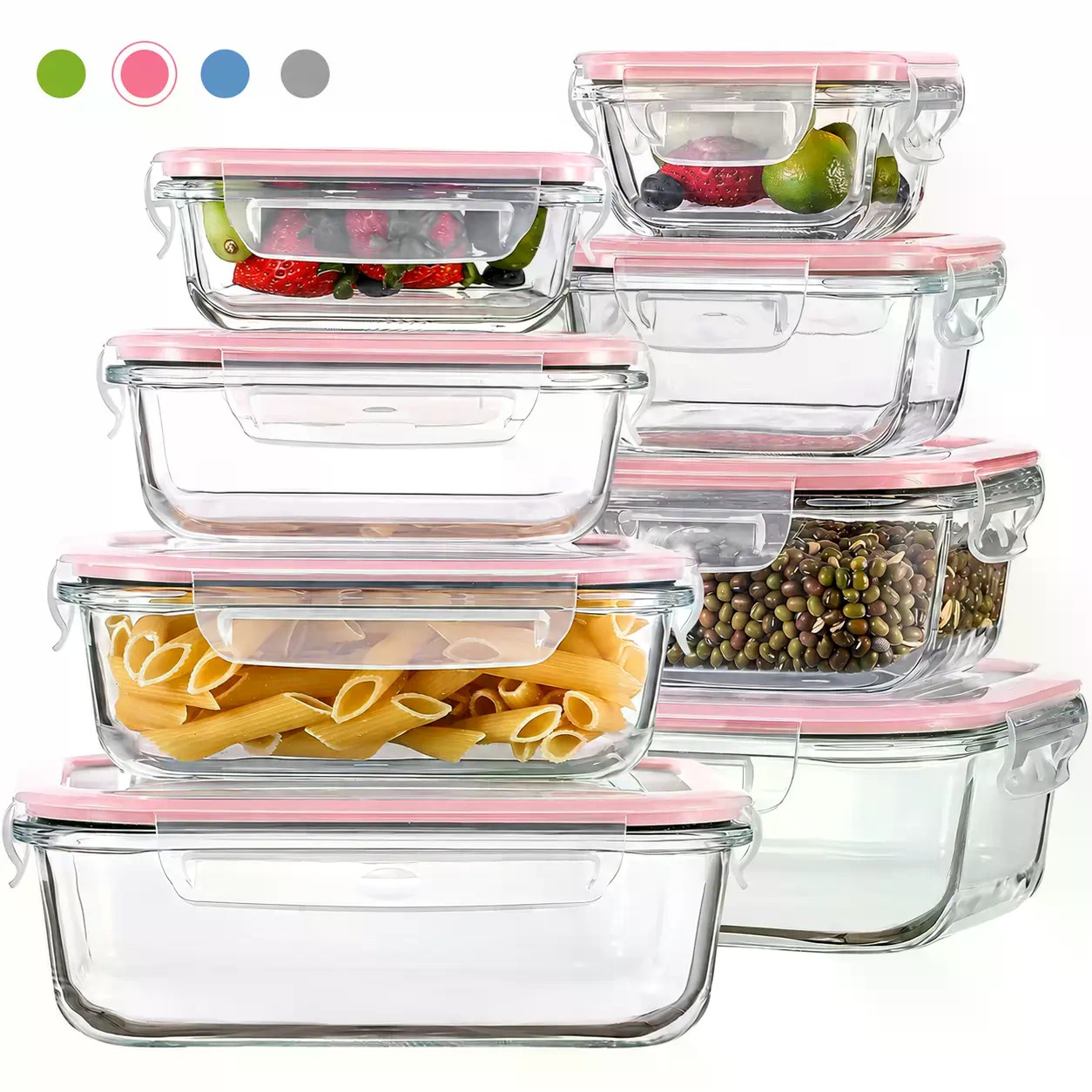 Food Storage Organization Ideas - مجموعة حاويات طعام زجاجية قابلة للتكديس