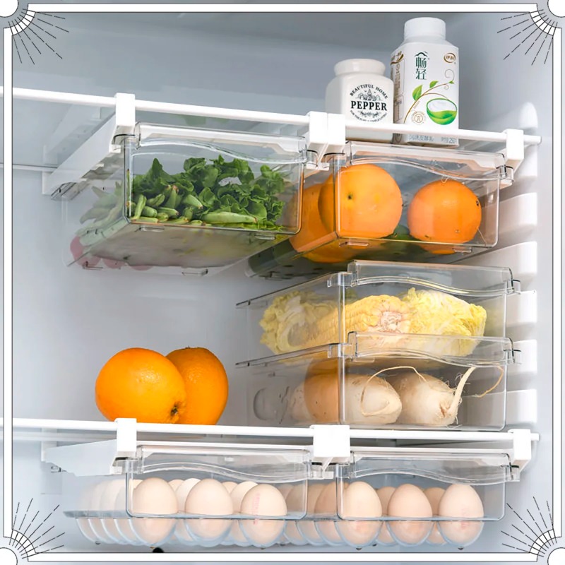منظم فواكه شفاف، رف تخزين طعام - مراجعة Food Storage Drawer Organizer وسعره
