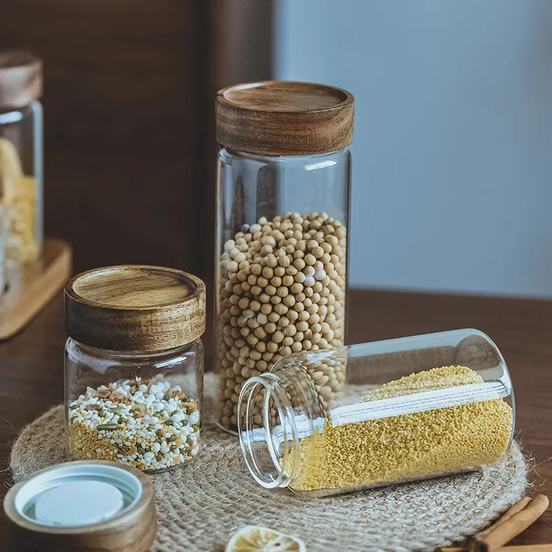 وعاء زجاجي بغطاء خشبي ، علبة م - مراجعة Food Storage Jar Set وسعره