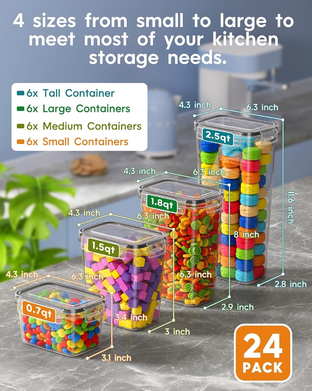 24 قطعة من حاويات تخزين الطعام - مراجعة Food Storage In The Kitchen وسعره